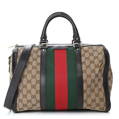 Gucci Monogram Vintage Web Medium Boston Dark Brown 1 of 14