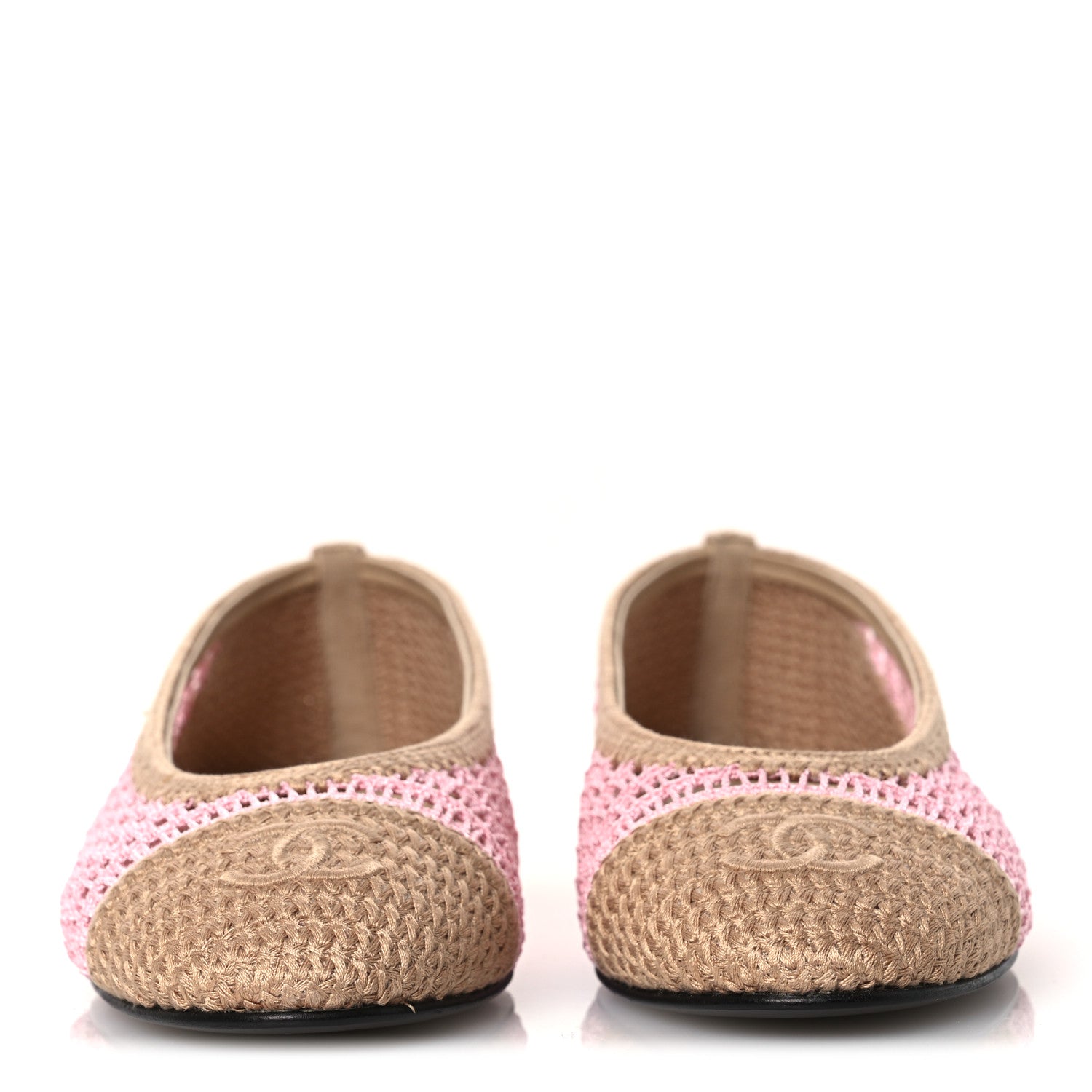 Chanel Raffia Cap Toe Ballerina Flats 40 Pink Beige 3 of 11