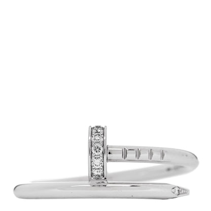 Cartier 18K White Gold Diamond Small Juste Un Clou Ring 51 5.75 1 of 6