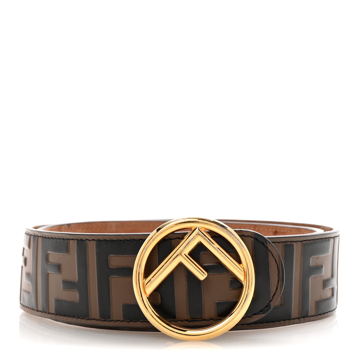 Fendi Vitello F is Fendi Bi-Color FF 1974 Embossed 85 34 Belt Maya Black 1 of 6
