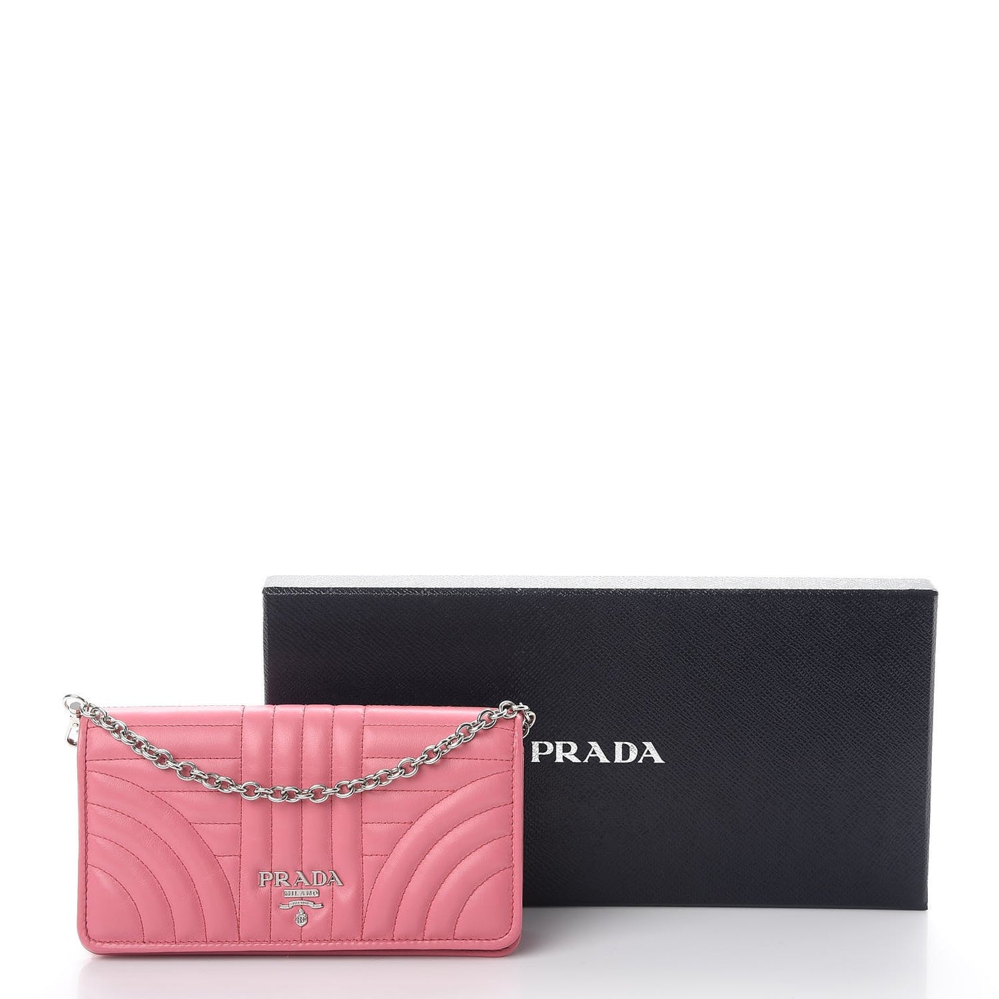 Soft Calf Quilted Diagramme Chain Wallet Begonia