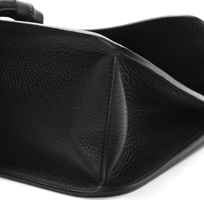 Gucci Pebbled Calfskin Medium Bamboo Daily Flap Shoulder Bag Black 9 of 9