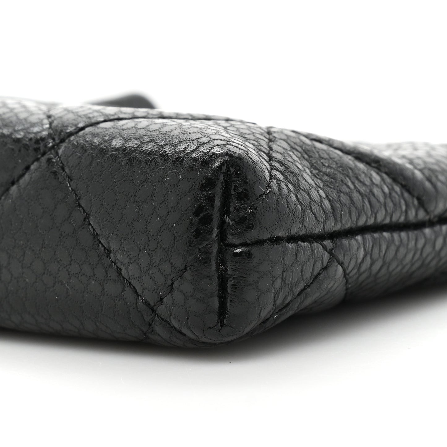 Calfskin Quilted Key Holder Case Black