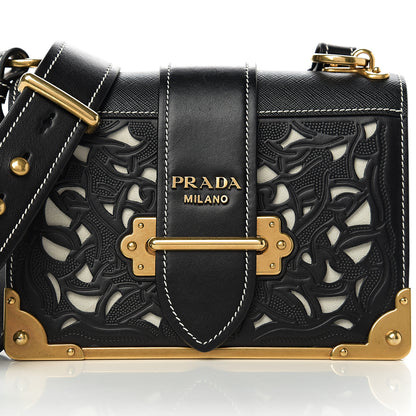 Prada City Calf Saffiano Laser Cut Cahier Bag Black 8 of 8