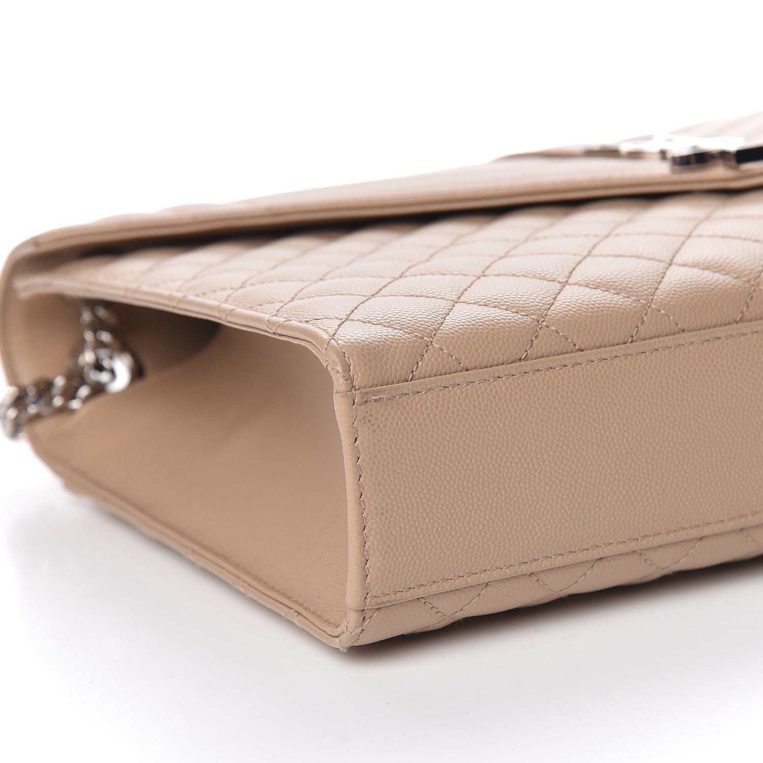 Saint Laurent Grain De Poudre Large Tri-Quilt Monogram Satchel Dark Beige 8 of 11