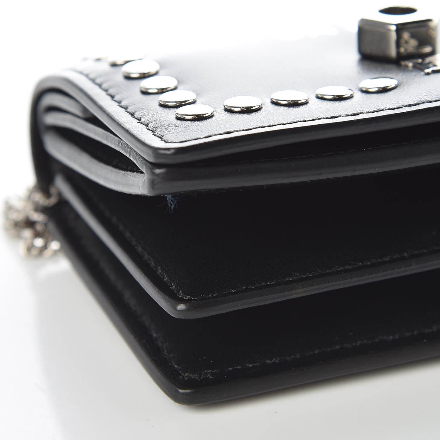 Burberry Calfskin Studded Jessie Chain Card Case Black 9 of 10