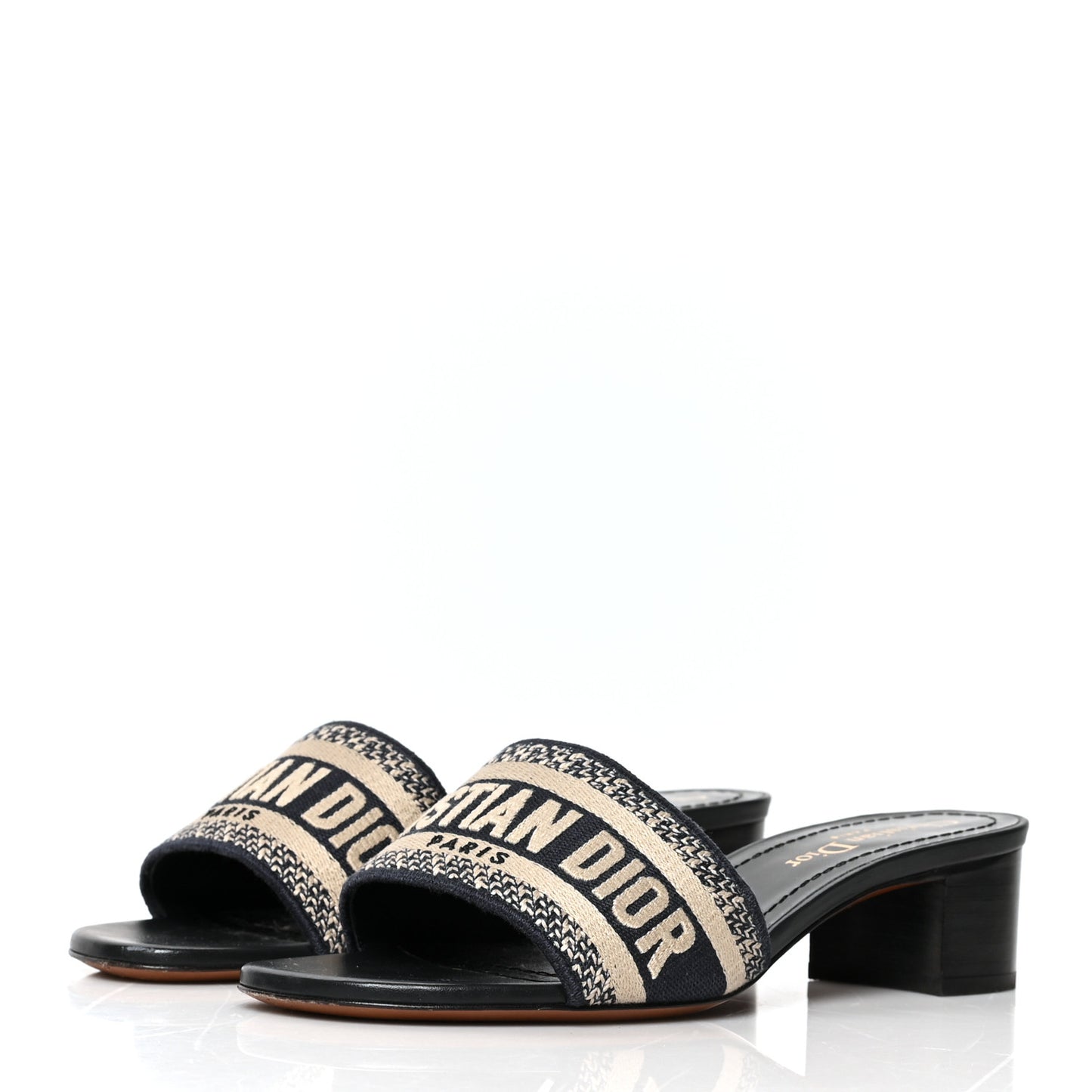 Cotton Embroidered Dway 50mm Slide Sandals 37 Deep Blue