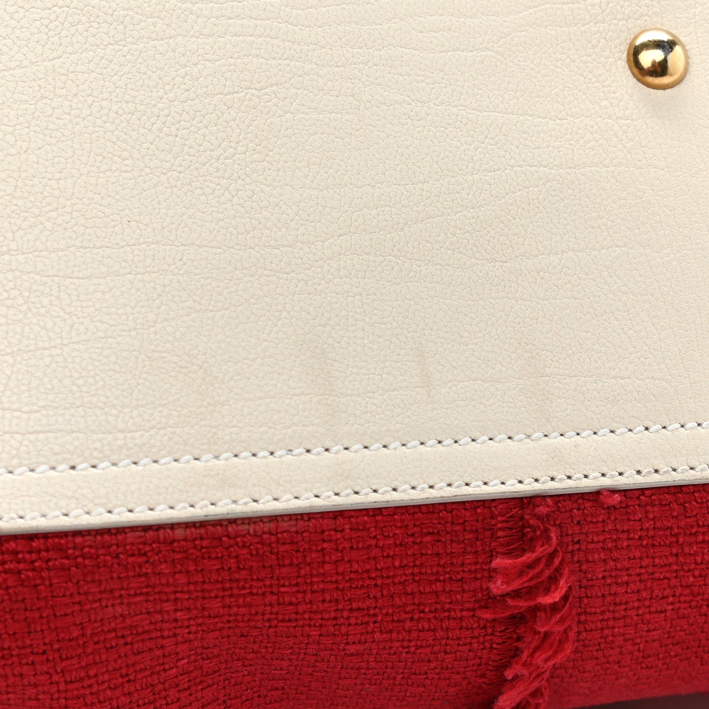 Linen Sheepskin Large Cabas ChYc Tote Red