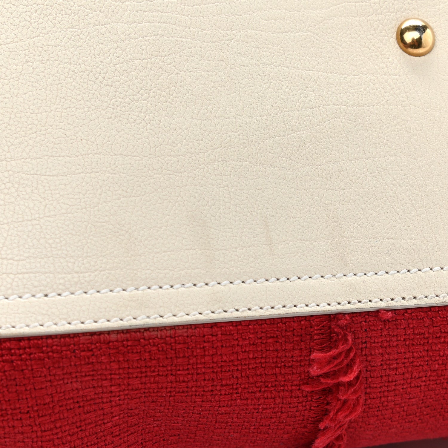 Saint Laurent Linen Sheepskin Large Cabas ChYc Tote Red 15 of 16
