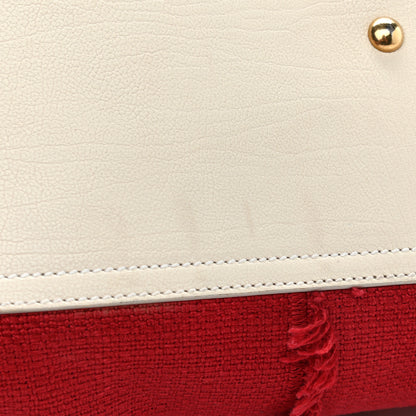 Saint Laurent Linen Sheepskin Large Cabas ChYc Tote Red 15 of 16