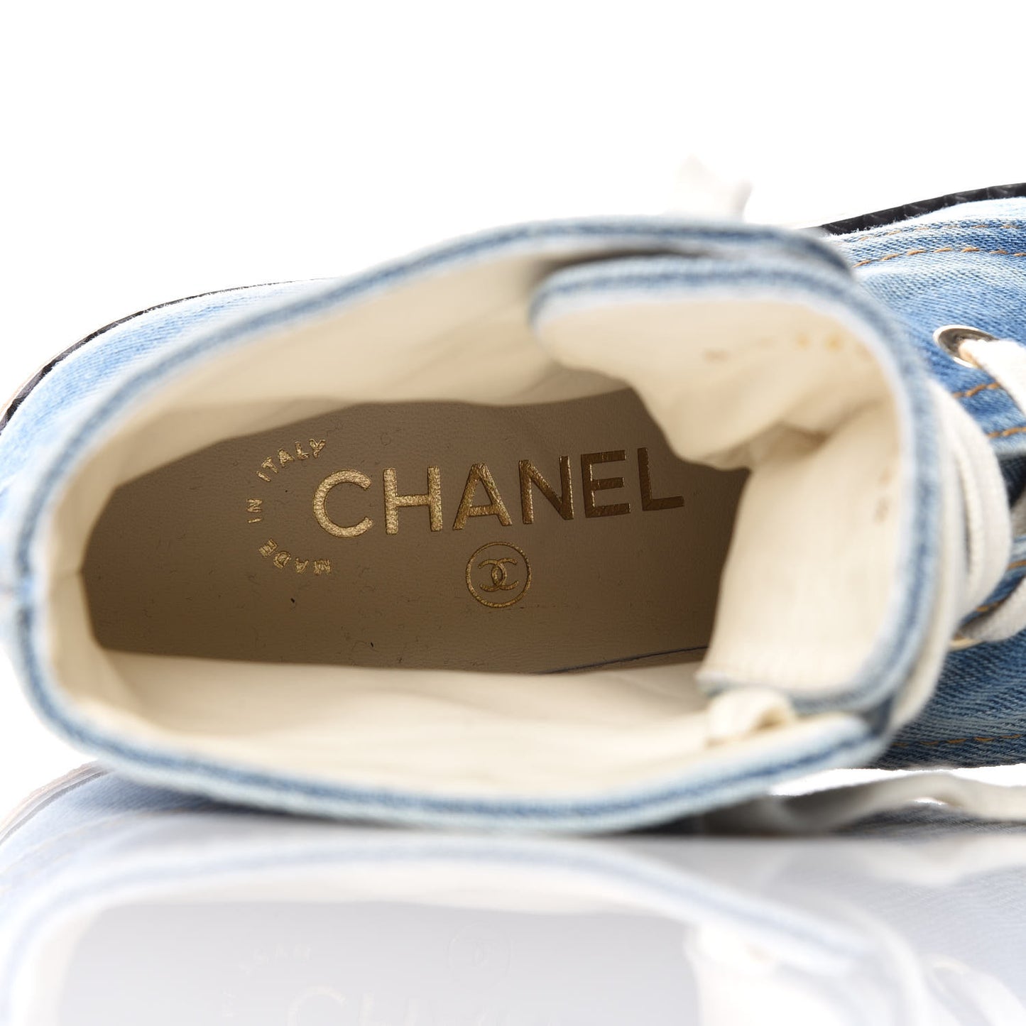 Denim Lace Up Boots 38.5 Light Blue