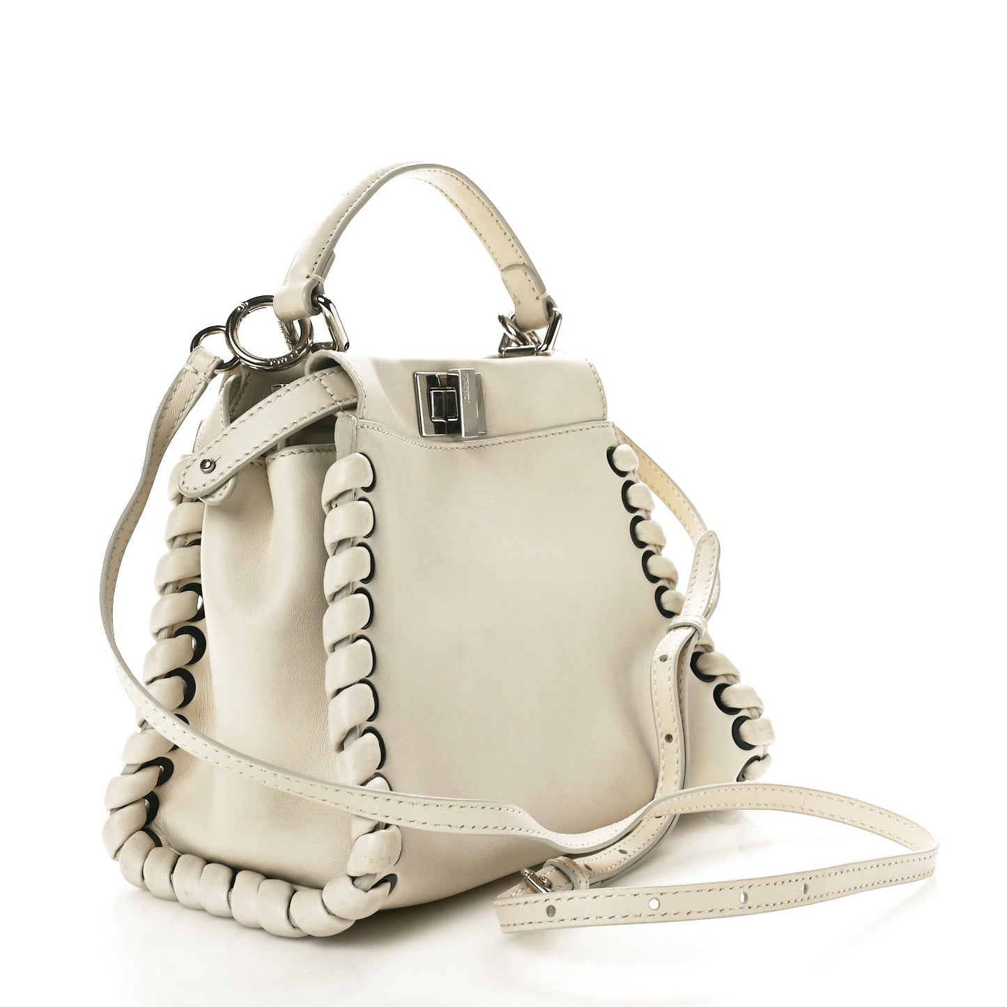 Nappa Lace Up Mini Peekaboo Iconic Satchel Bianco Carta