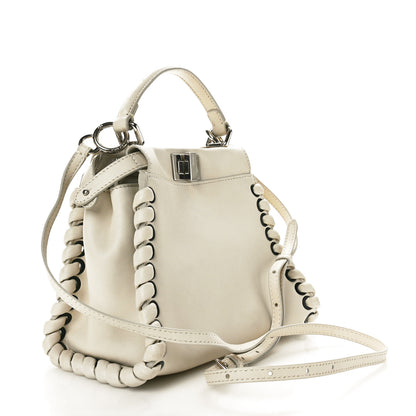 Fendi Nappa Lace Up Mini Peekaboo Iconic Satchel Bianco Carta 3 of 14