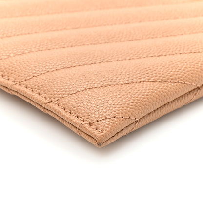 Saint Laurent Grain De Poudre Matelasse Chevron Monogram Fragments Zippered Card Case Dune 9 of 9