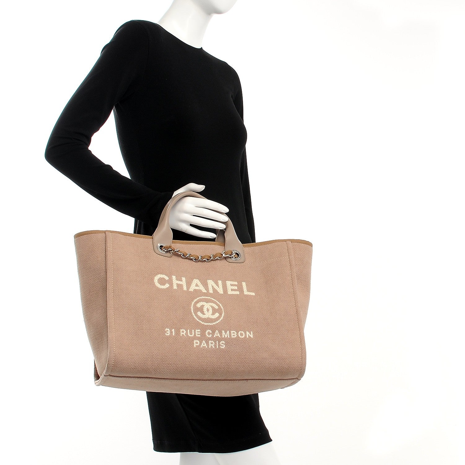 Chanel Canvas Large Deauville Tote Ecru 2 of 10