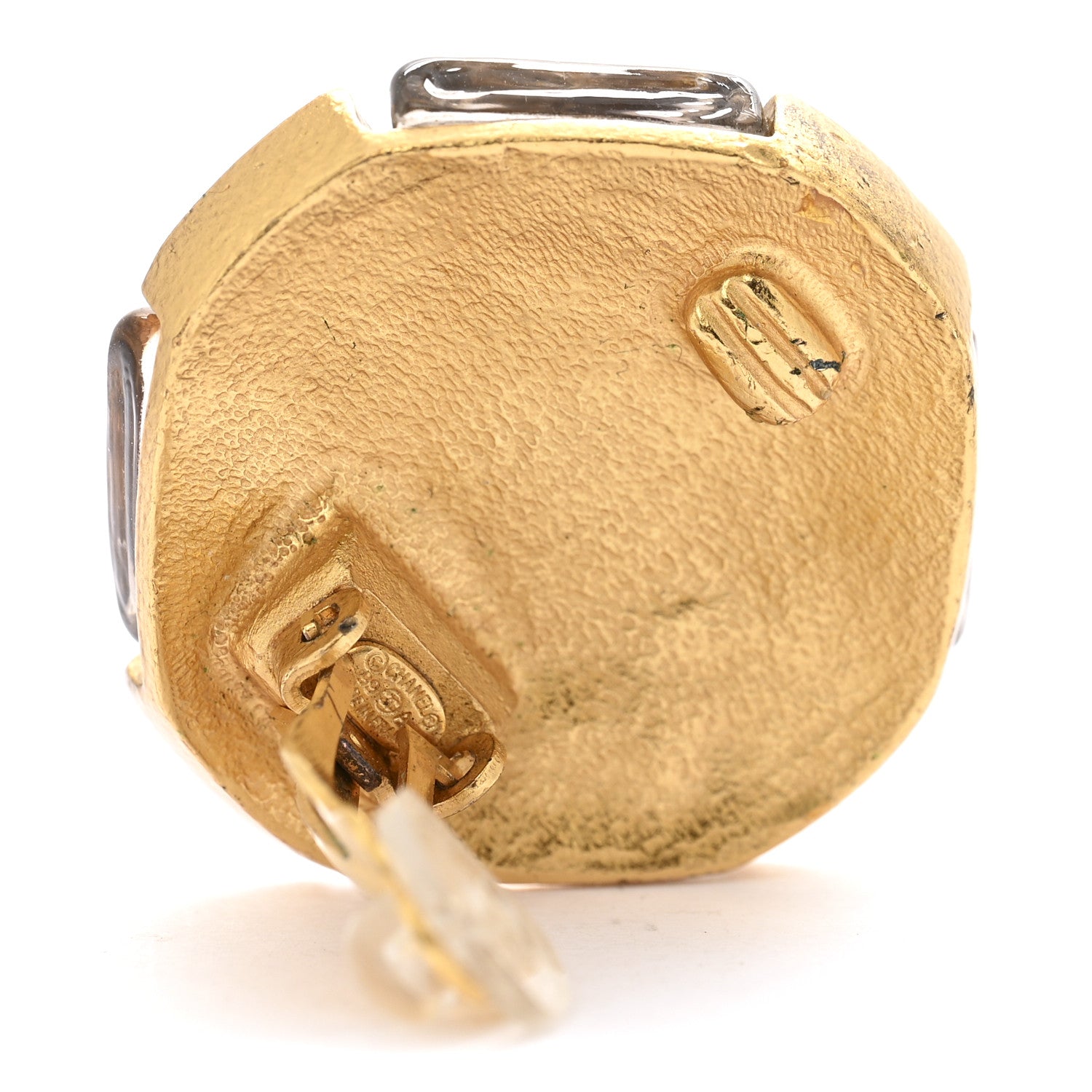 Chanel Gripoix Clip On Earrings Gold Red Black 5 of 7