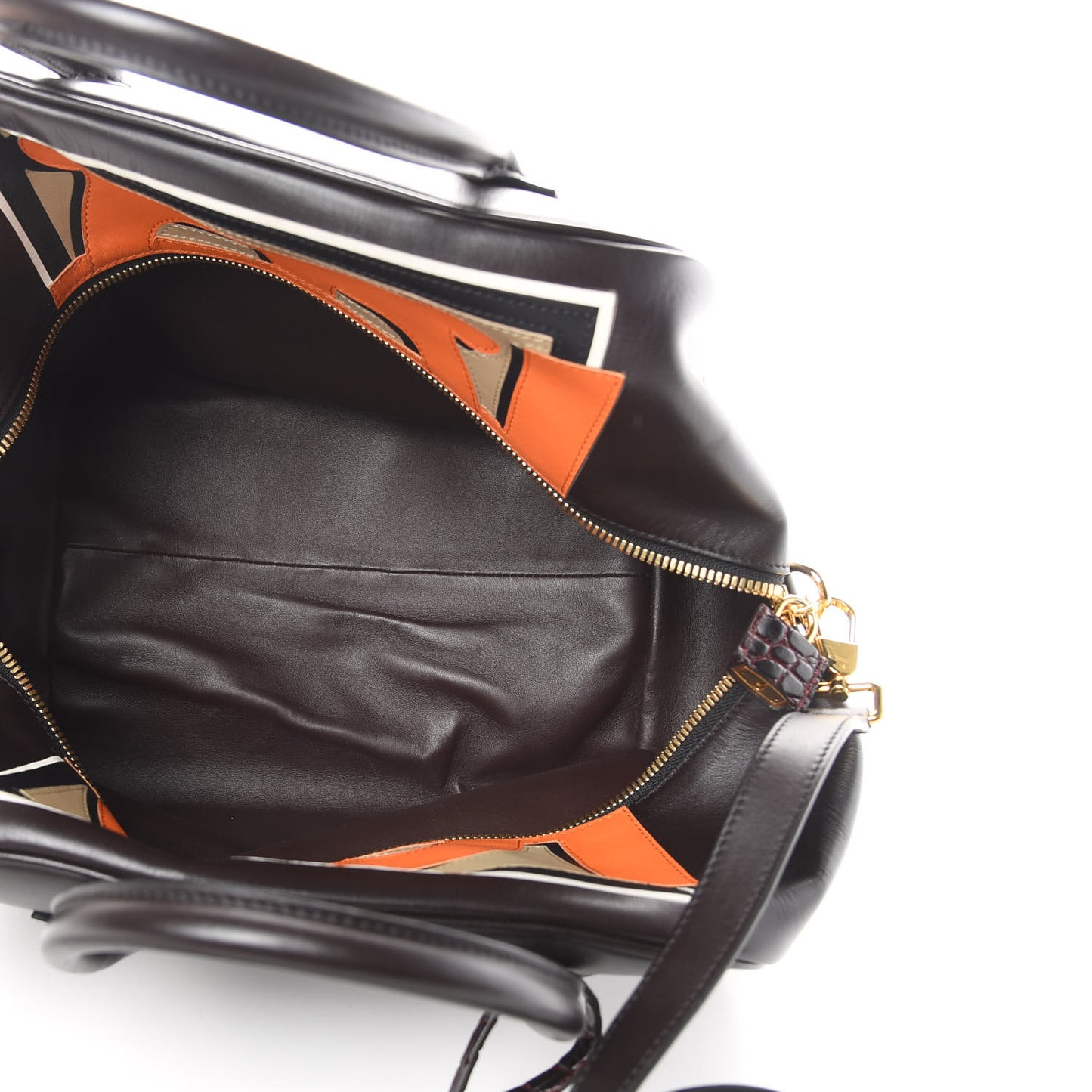 Smooth Calfskin Medium Cube Bowling Bag Dark Brown