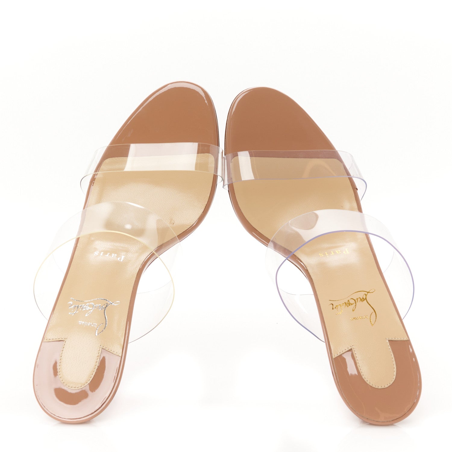 Christian Louboutin Patent PVC Just Nothing 85 Slide Sandals 39.5 Nude 2 of 8