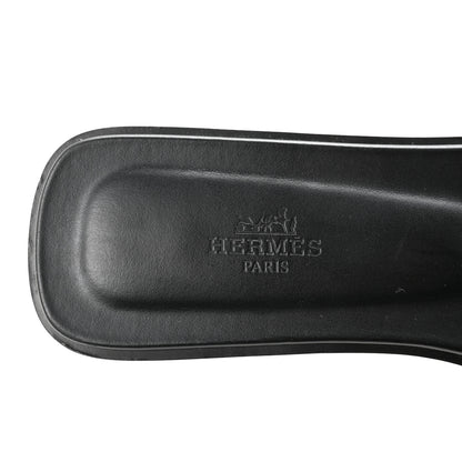 Hermes Box Calfskin Oran Sandals 39.5 Black 8 of 10
