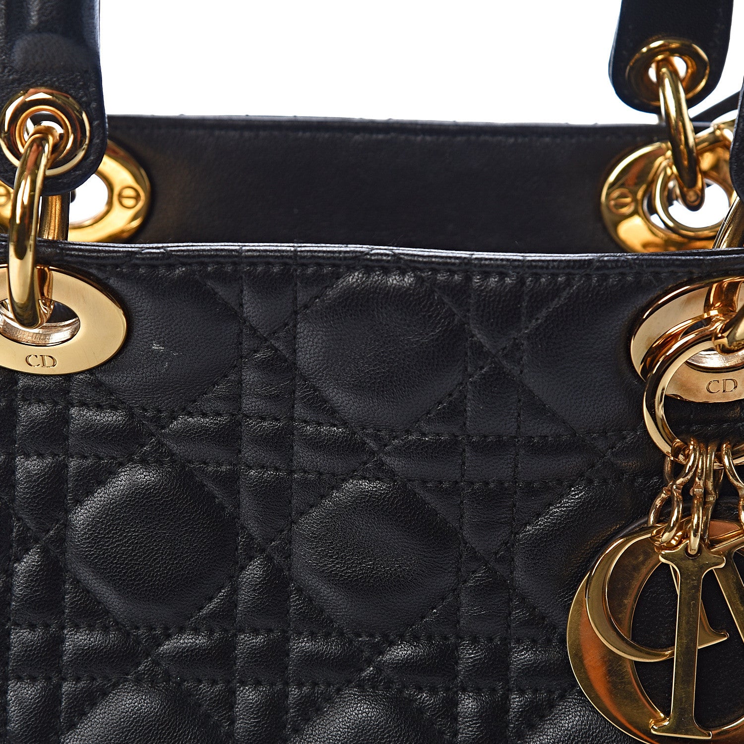 Christian Dior Lambskin Cannage Medium Lady Dior Black 10 of 10