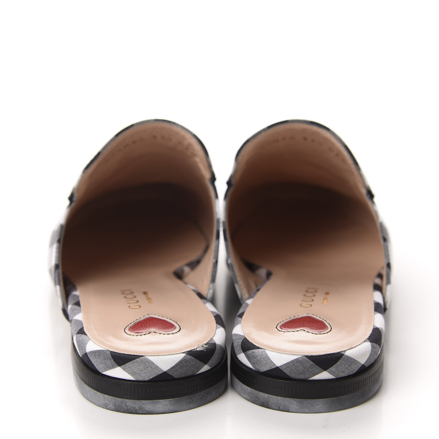 Gucci Cotton Gingham Womens Princetown Slippers 37.5 White Black 5 of 10