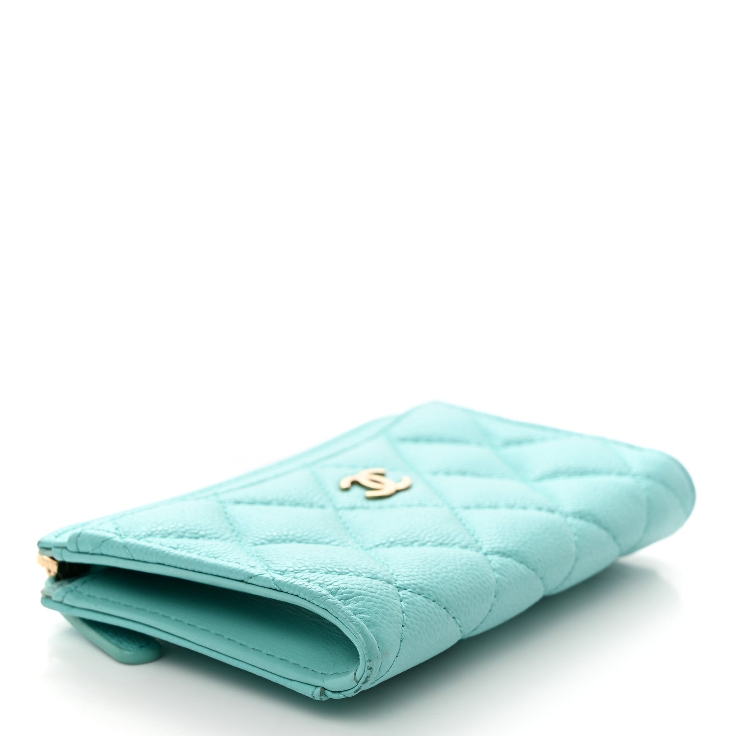 Chanel Caviar Quilted CC Zip Around Card Holder Blue 4 of 13