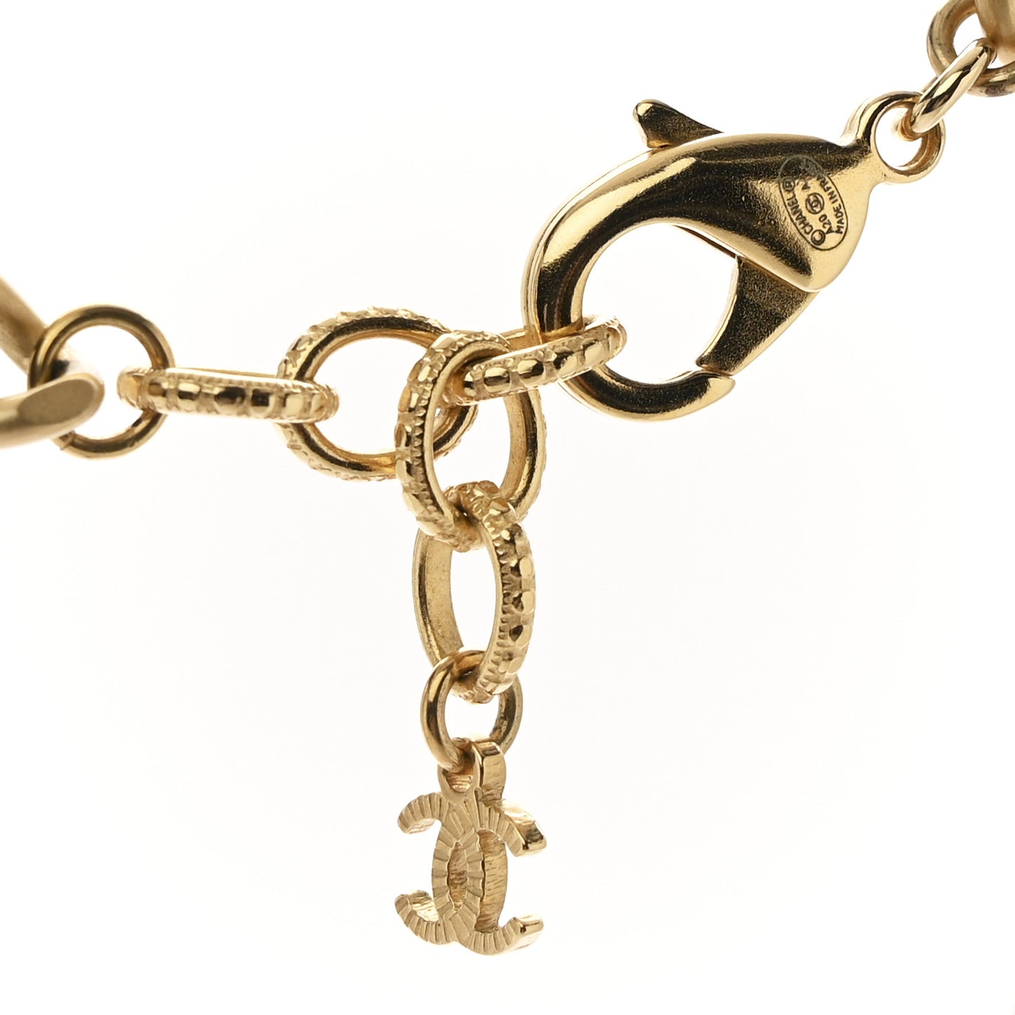 Pearl Lambskin CC Camellia Necklace Black Gold