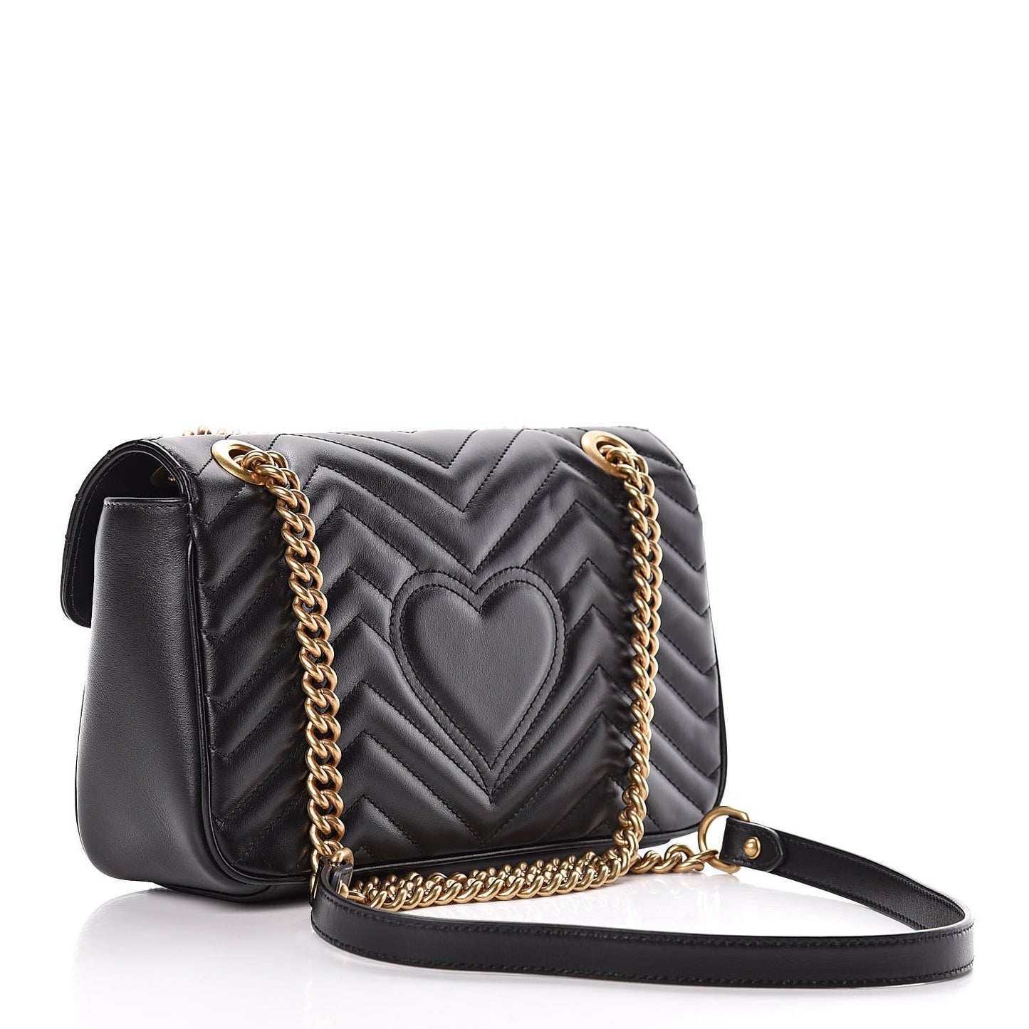 Calfskin Matelasse Small GG Marmont Shoulder Bag Black