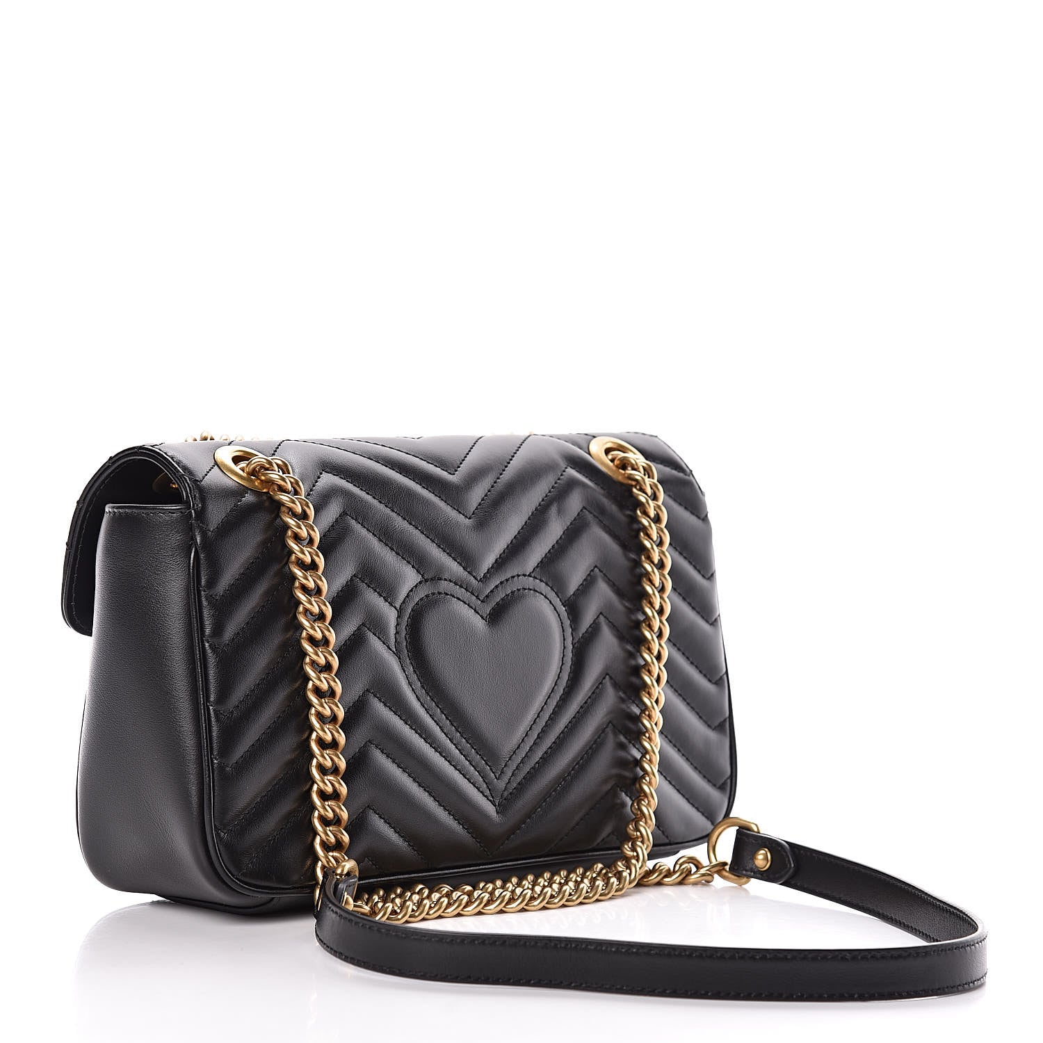 Gucci Calfskin Matelasse Small GG Marmont Shoulder Bag Black 3 of 11