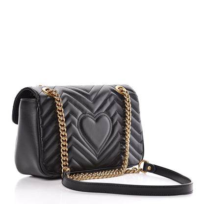 Gucci Calfskin Matelasse Small GG Marmont Shoulder Bag Black 3 of 11