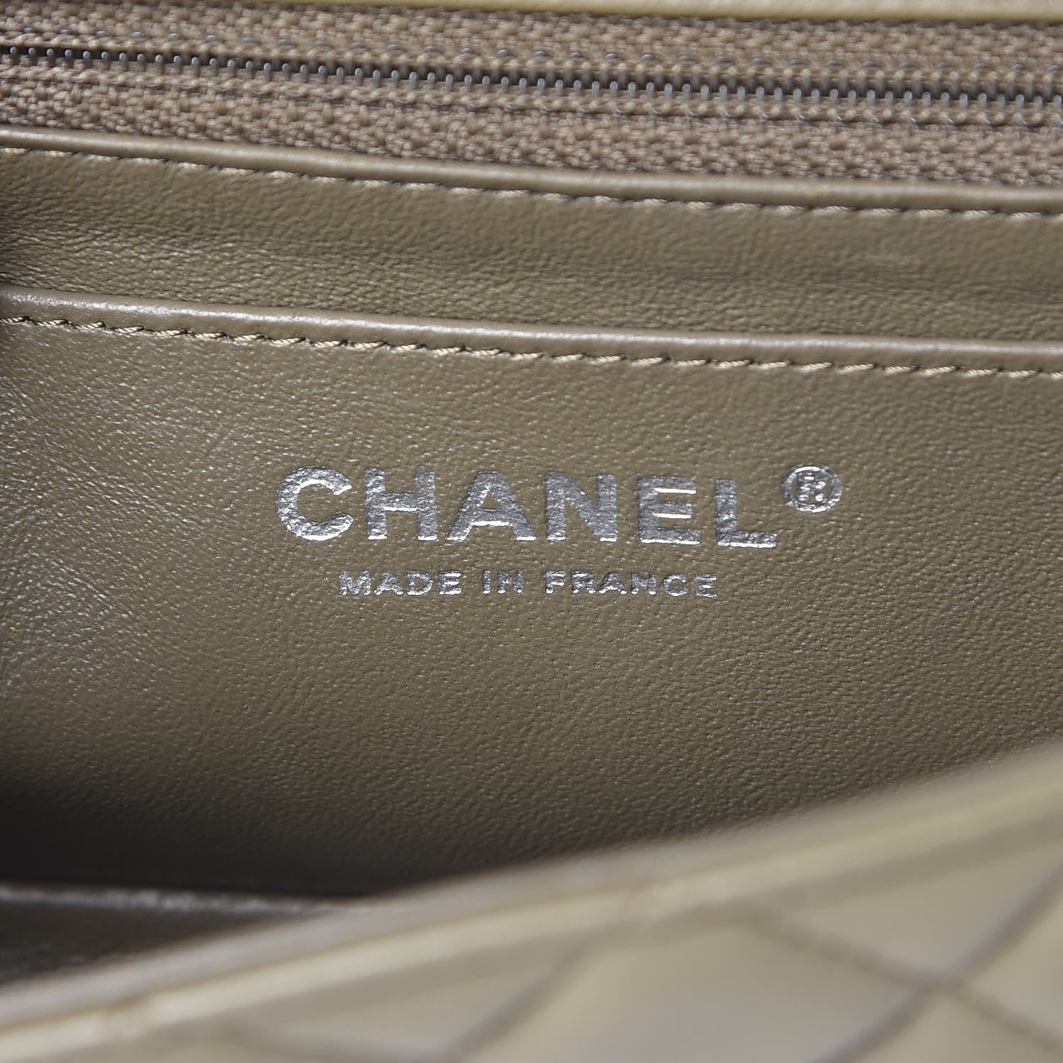 Chanel Lambskin Quilted Mini Rectangular Flap Khaki 6 of 16