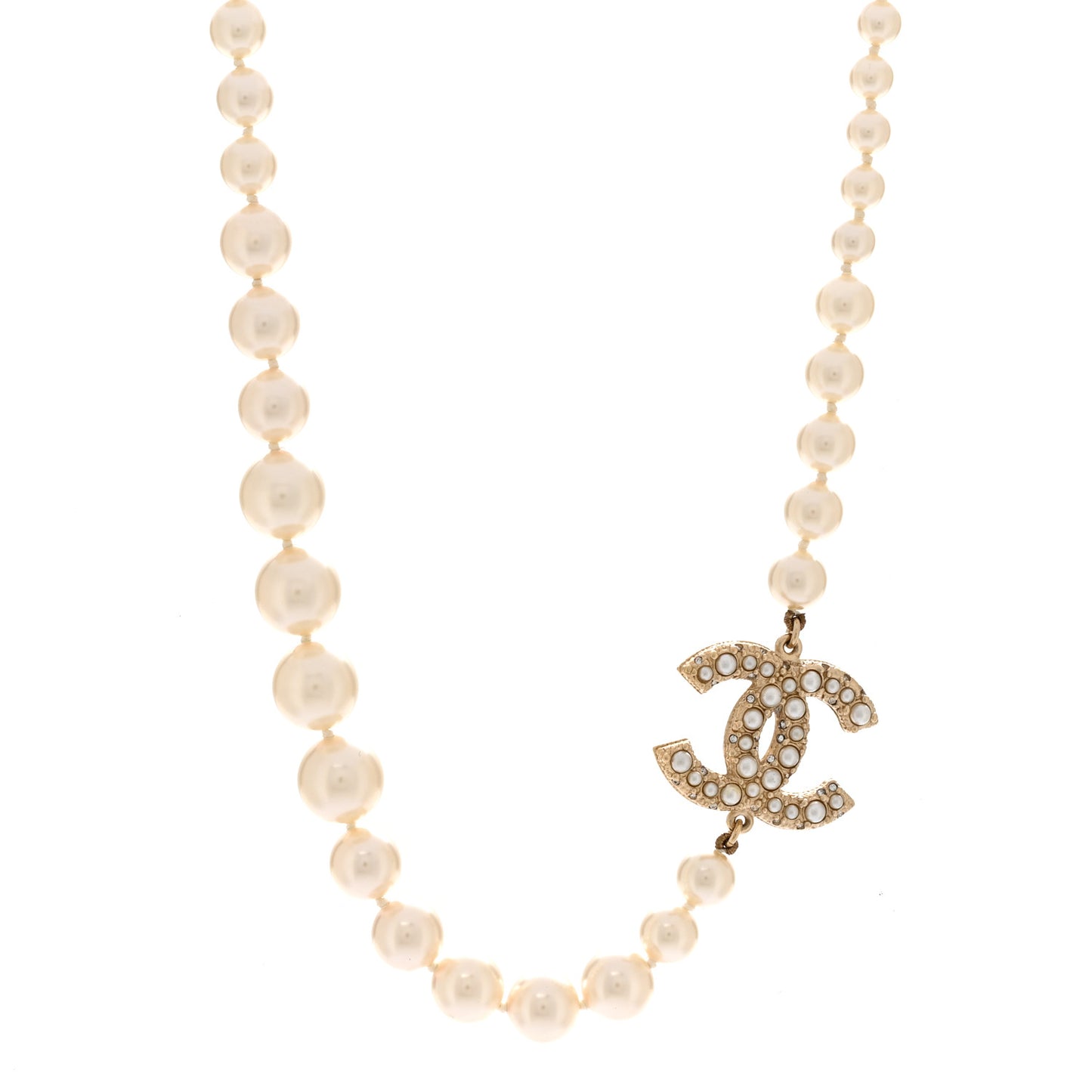 Pearl CC 100th Anniversary Necklace Light Gold