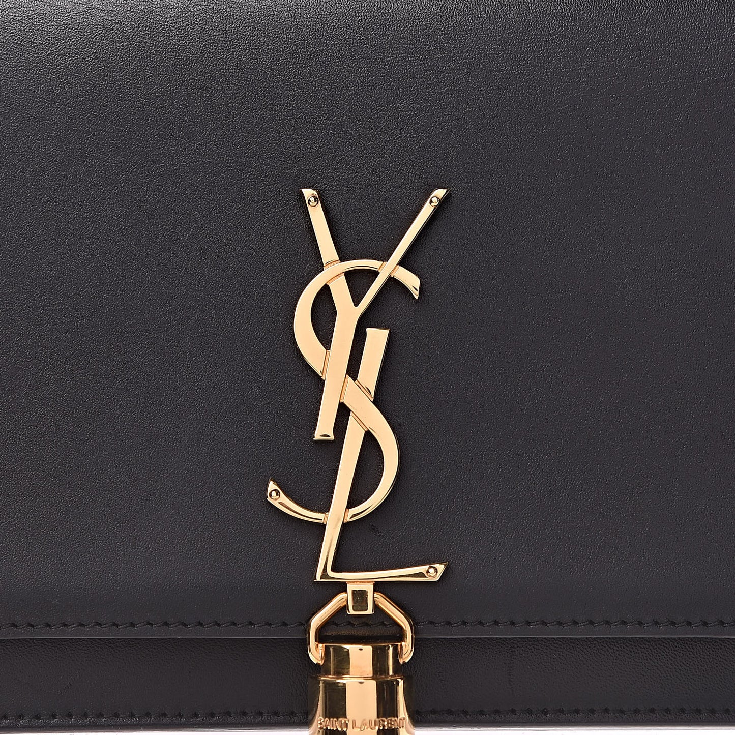 Smooth Calfskin Classic Monogram Kate Tassel Chain Wallet Black