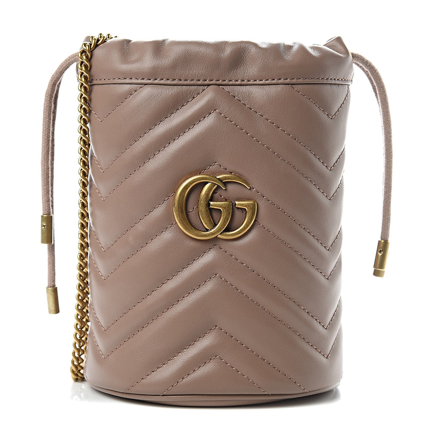Calfskin Matelasse Mini GG Marmont 2.0 Bucket Bag Porcelain Rose