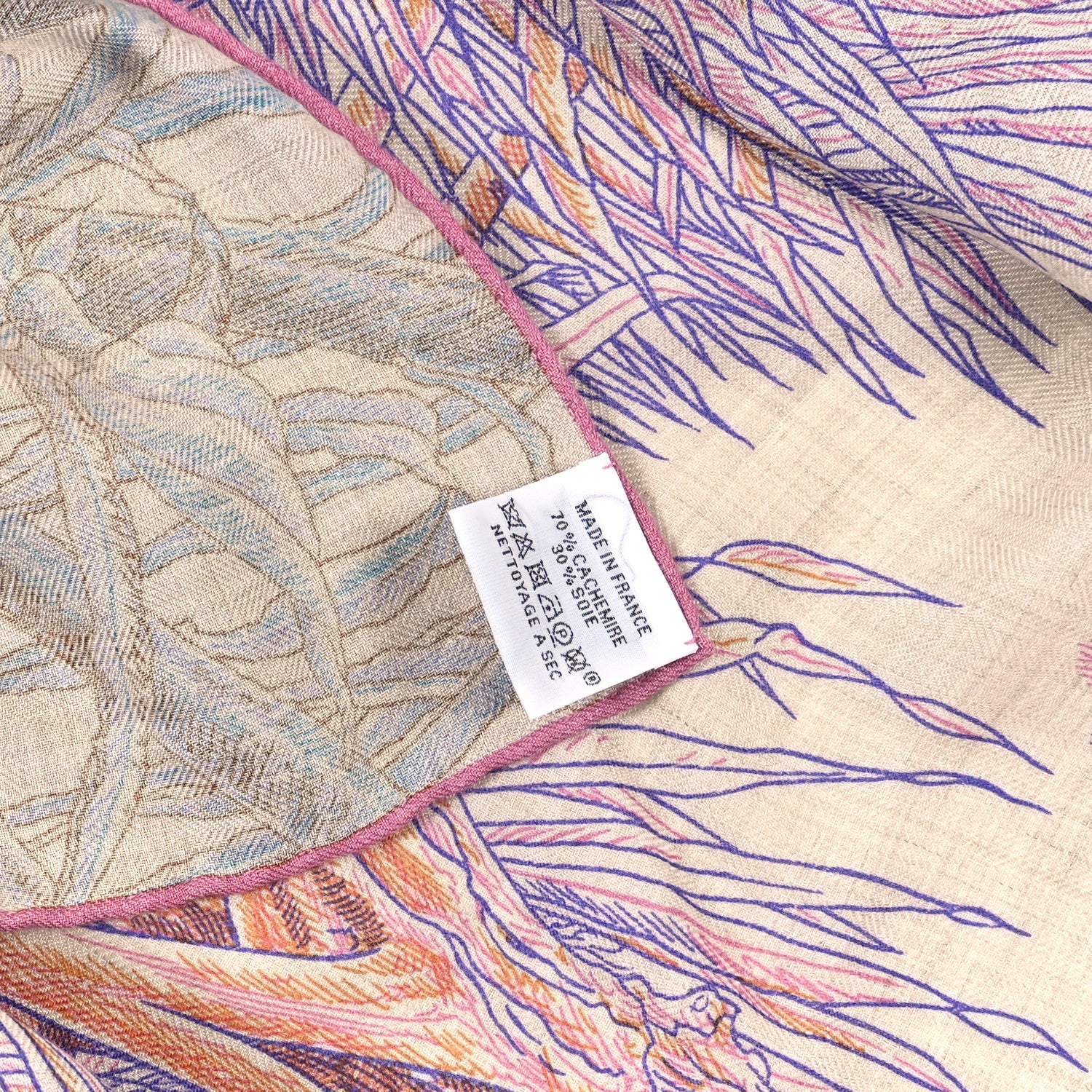 Hermes Cashmere Silk All'Orto Botanico di Palermo 140 Rose Naturel Bleu 6 of 6