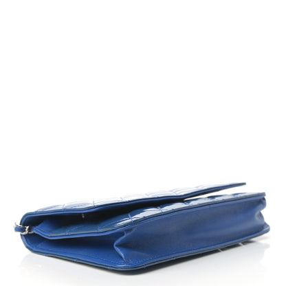 Chanel Patent Quilted Wallet On Chain WOC Dark Blue 4 of 17