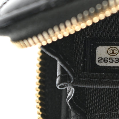 Chanel Lambskin Studded Quilted Compact Zip Around Wallet Black 7 of 8