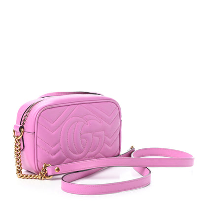 Gucci Calfskin Matelasse Mini GG Marmont Chain Shoulder Bag Candy Mousse 3 of 8