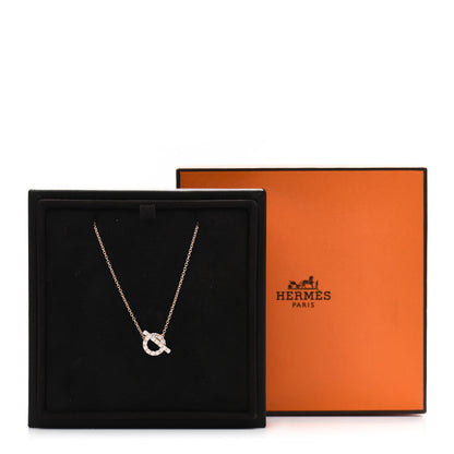 Hermes 18K Rose Gold Diamond Finesse Pendant Necklace 5 of 5