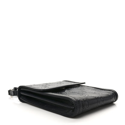 Gucci Calfskin GG Tennis Embossed Messenger Bag Black 4 of 10