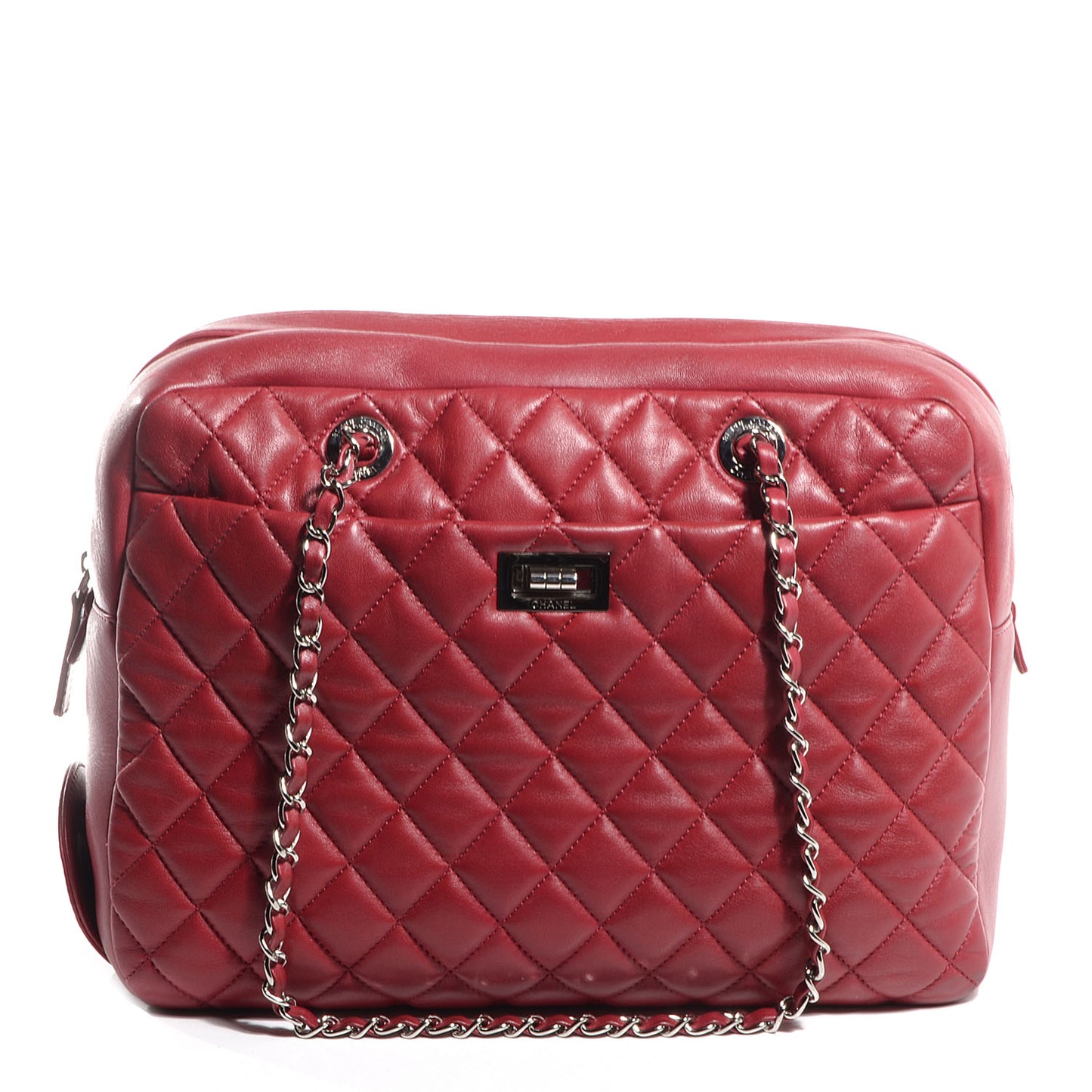 Aged Calfskin Quilted Large Reissue Camera Case Red