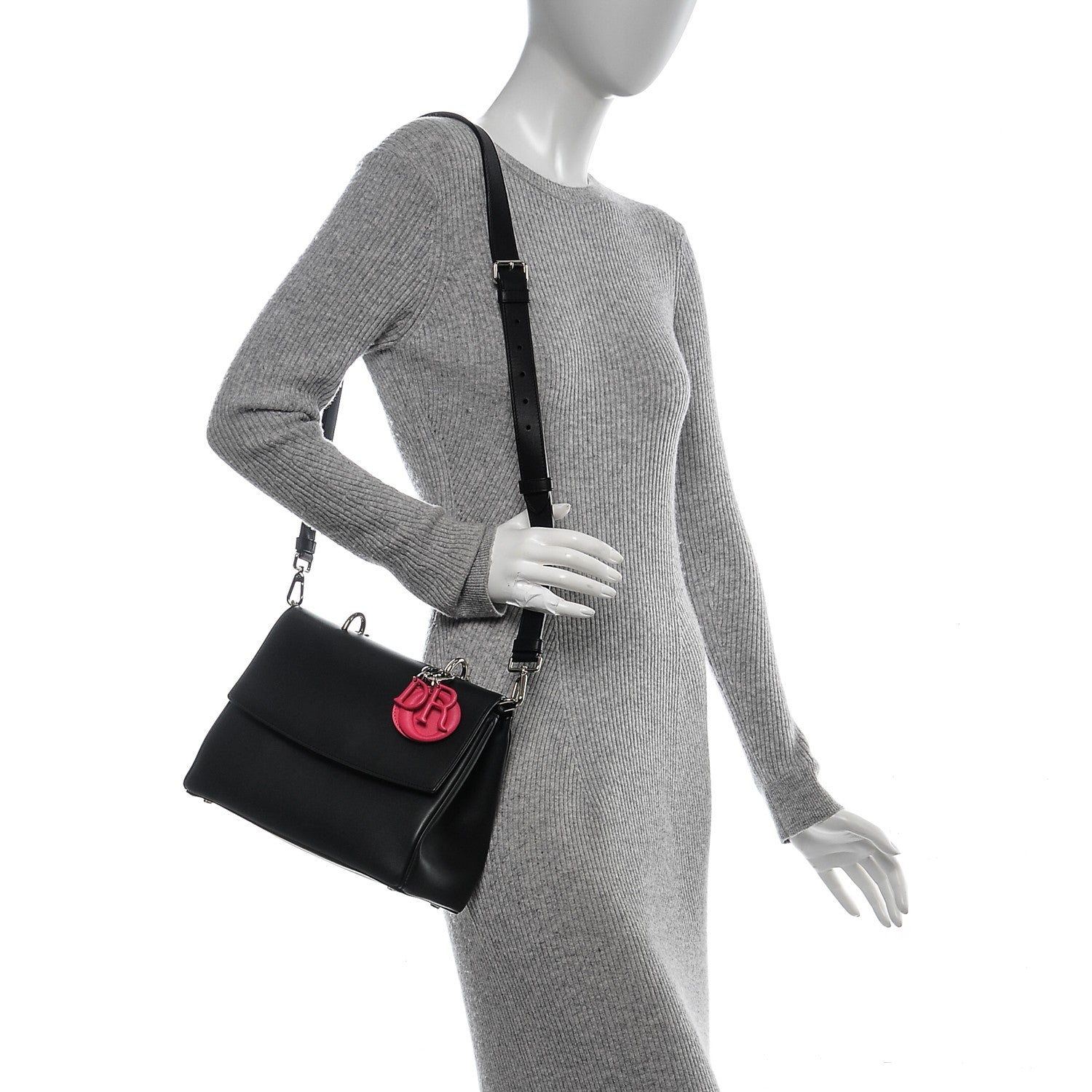 Christian Dior Smooth Calfskin Small Bi-Color Be Dior Flap Black Pink 2 of 7