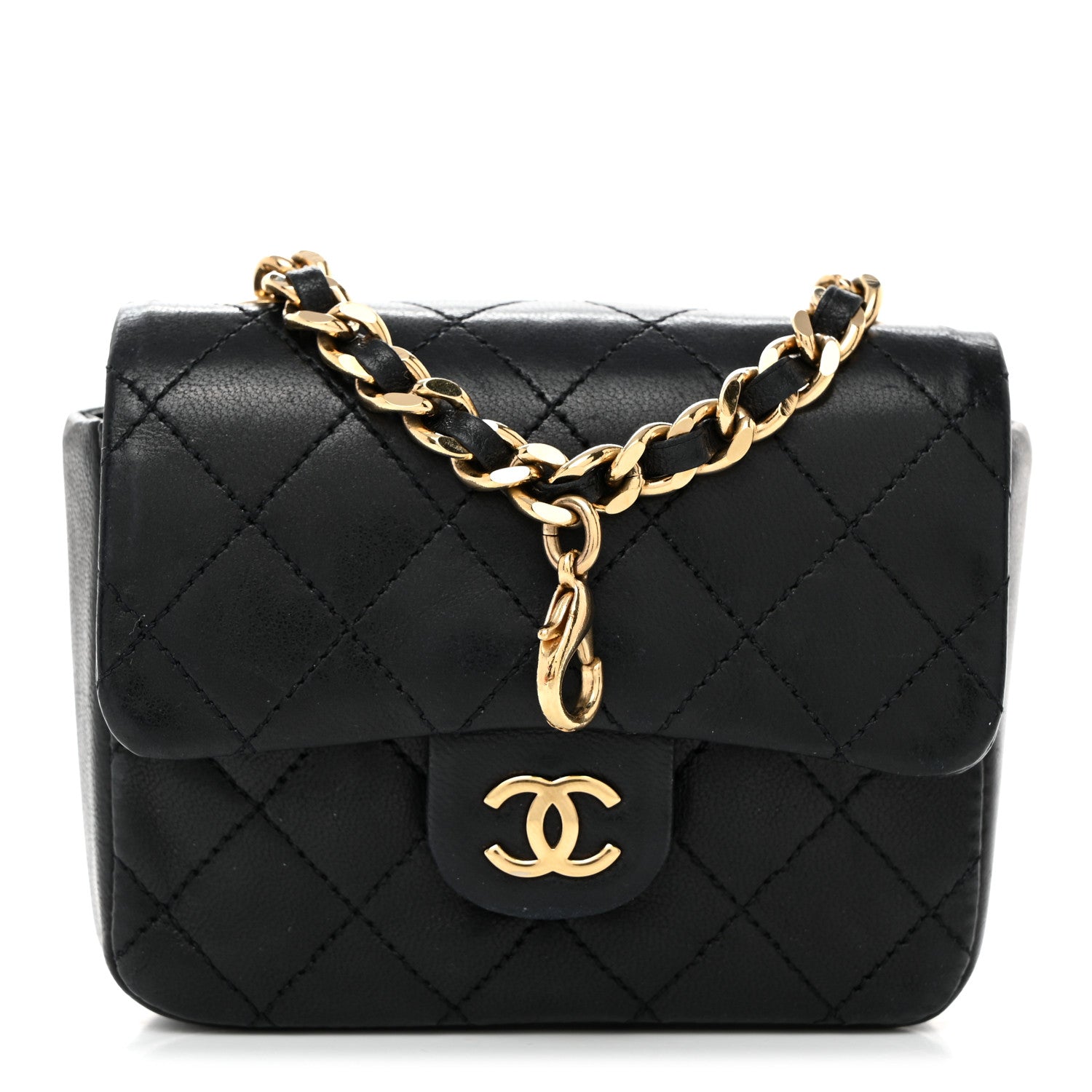 Chanel Lambskin Quilted Mini Flap Belt Bag Charm Black 1 of 7