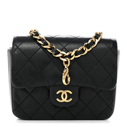 Chanel Lambskin Quilted Mini Flap Belt Bag Charm Black 1 of 7