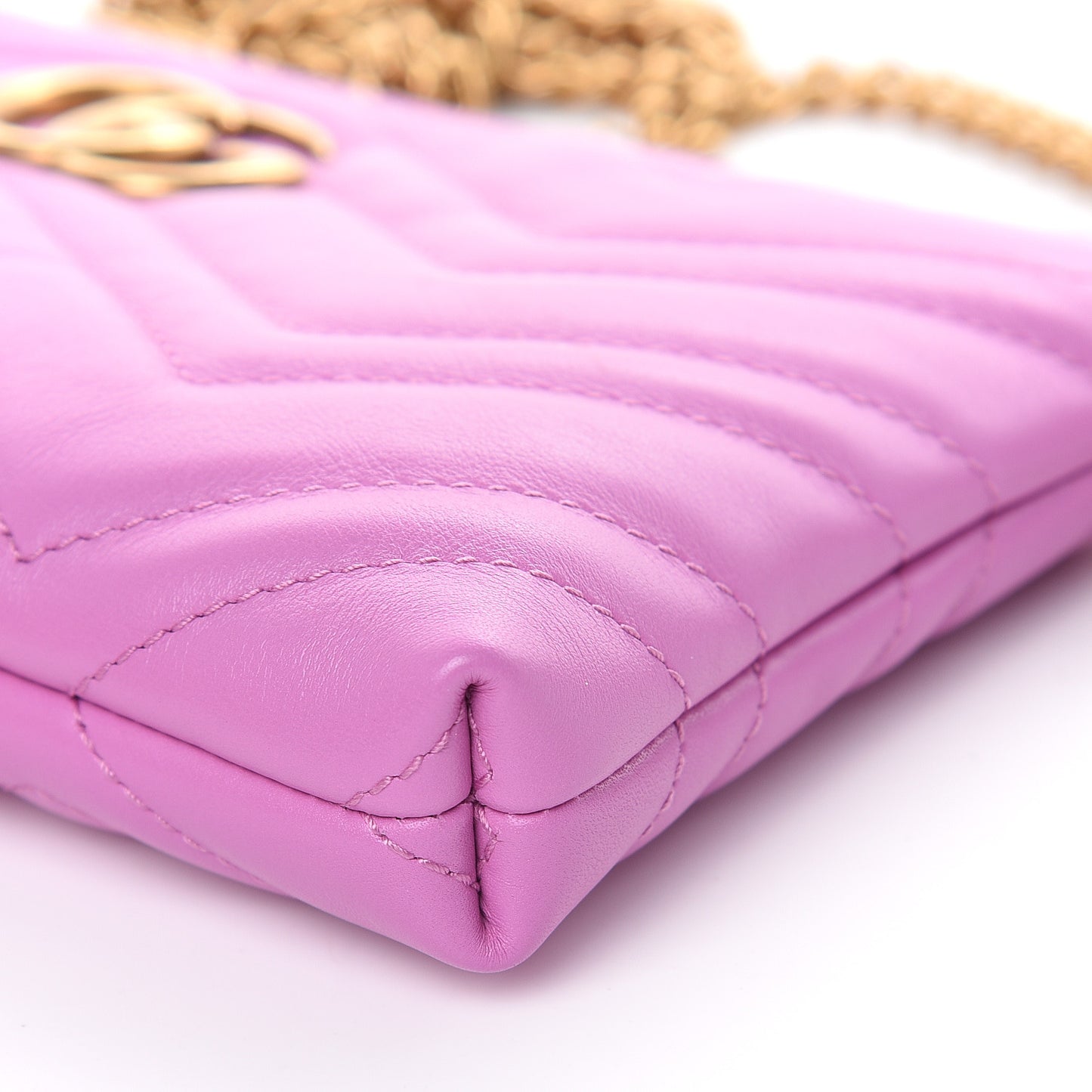 Calfskin Matelasse Mini GG Marmont Chain Bag Candy Mousse