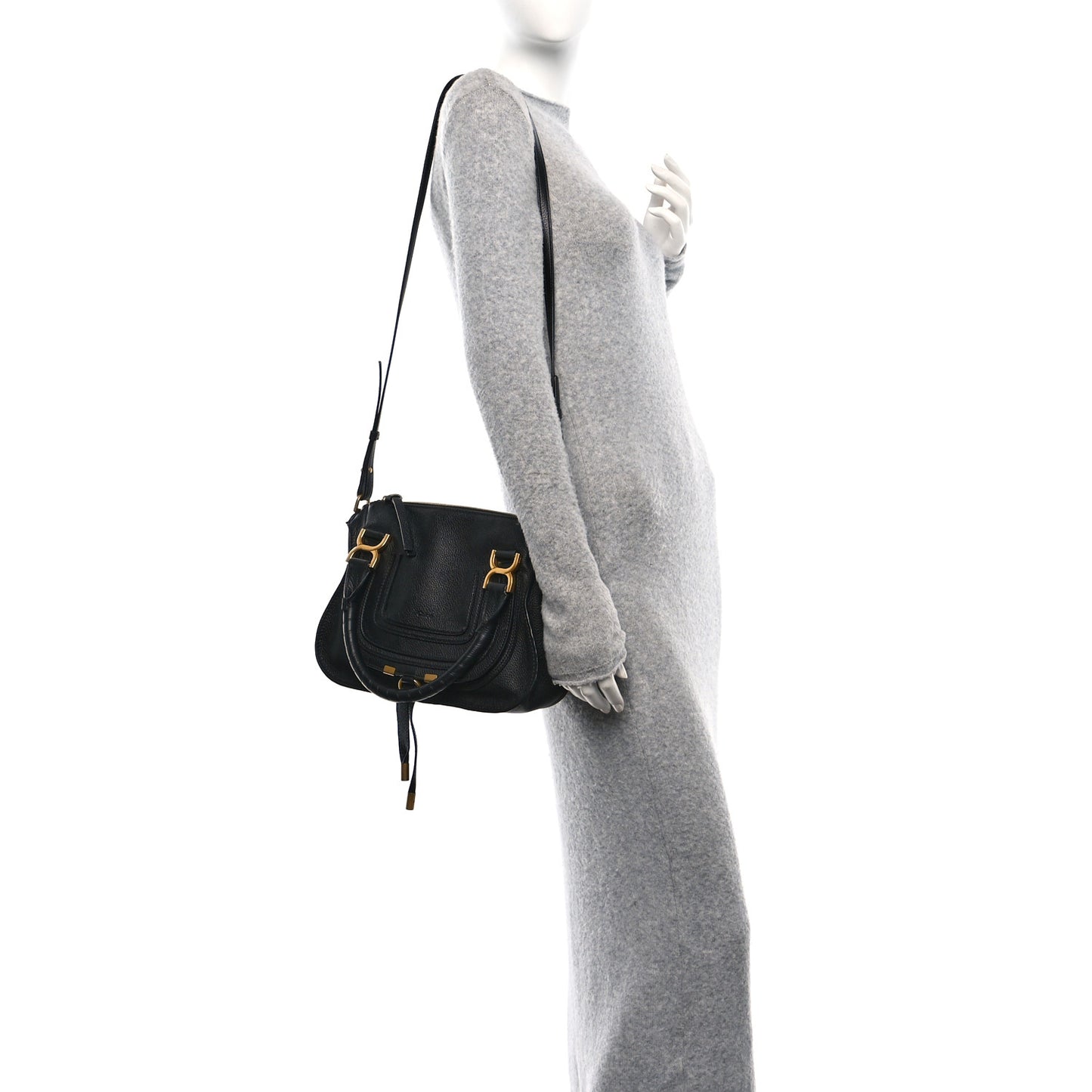 Calfskin Small Marcie Satchel Black