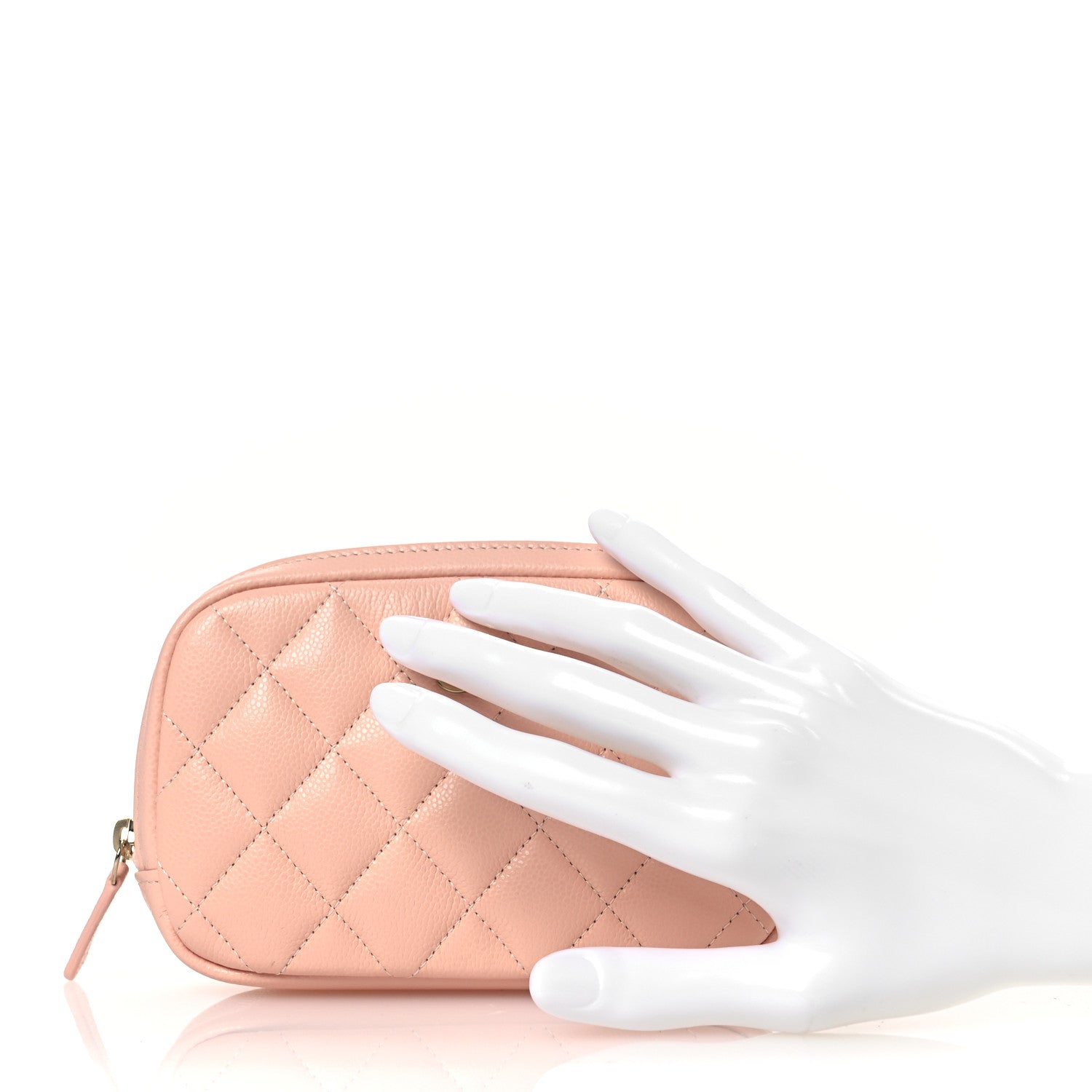 Chanel Caviar Quilted Small Curvy Pouch Cosmetic Case Light Pink 2 of 7