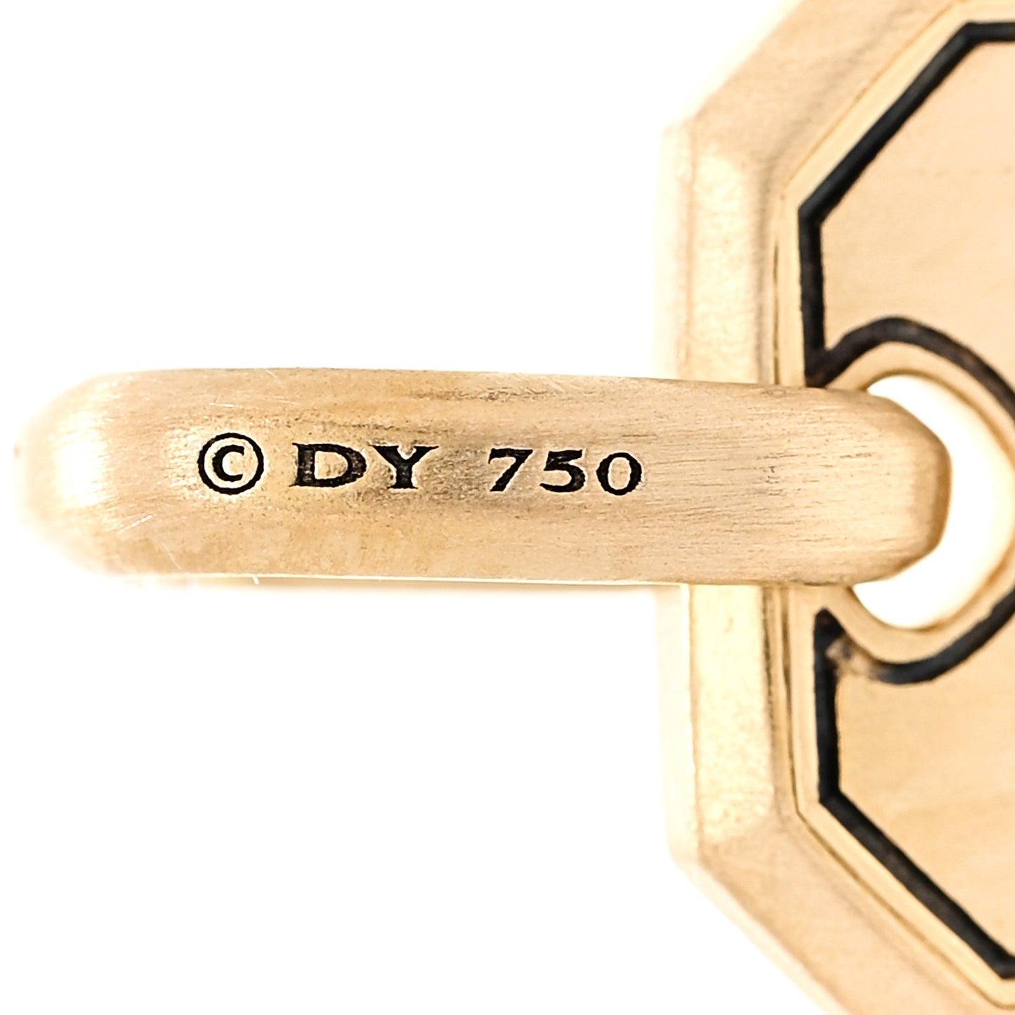 18K Yellow Gold Black Diamond 15mm Octagonal Amulet Pendant