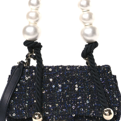 Chanel Tweed Mini Pearl Handle Flap Black Ecru 8 of 11