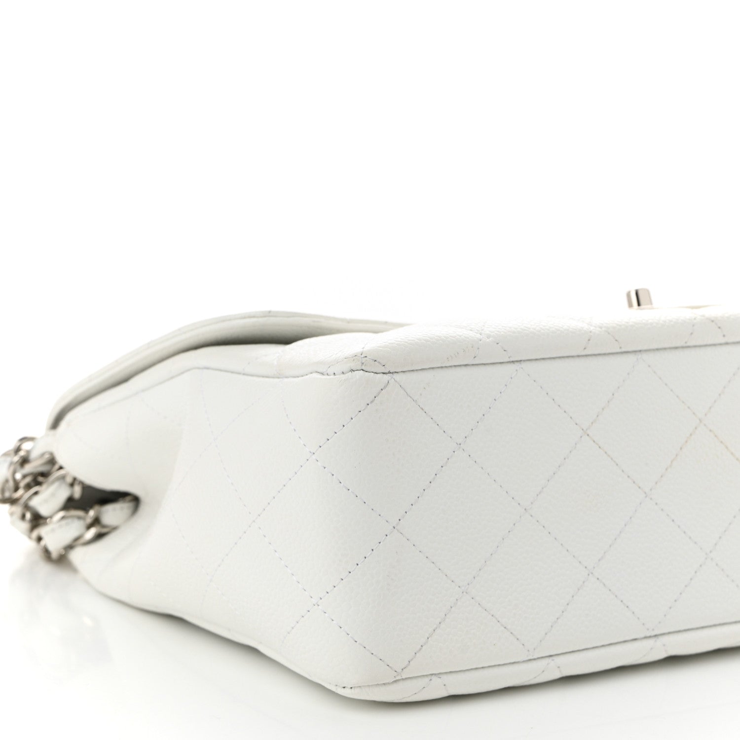 Chanel Caviar Quilted Jumbo Single Flap White 9 of 10